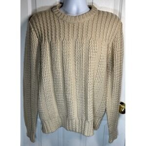 VTG John Wanamaker Knit Sweater Textured Crew Neck Pullover Wool‎ Blend Men's L
